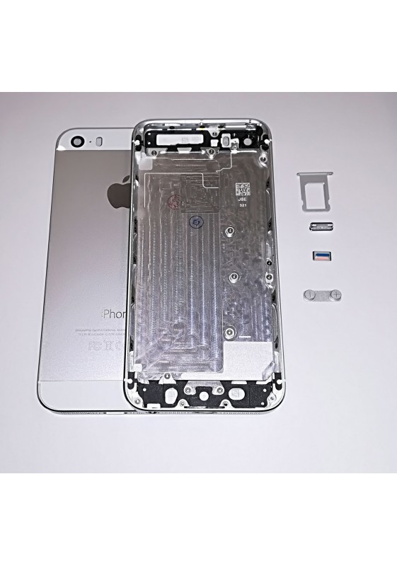 BACK COVER SCOCCA POSTERIORE TELAIO P.SIM TASTI VETRINI IPHONE 5S SILVER BIANCO