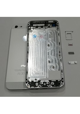 BACK COVER SCOCCA POSTERIORE TELAIO P.SIM TASTI VETRINI IPHONE 5 SILVER BIANCO