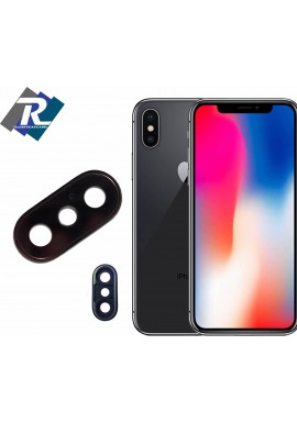 Vetrino vetro Lente Fotocamera Posteriore con cornice Nero per iPhone X