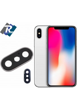 Vetrino vetro Lente Fotocamera Posteriore con cornice Silver per iPhone X