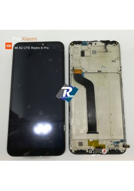 TOUCH SCREEN VETRO LCD DISPLAY PER XIAOMI MI A2 LITE Redmi 6 Pro NERO + FRAME