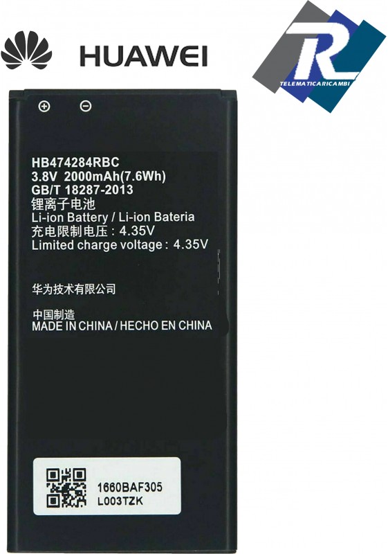 BATTERIA HUAWEI HB474284RBC per Y635 Y560 Y625 Y550 G521 G620 Sost. Originale