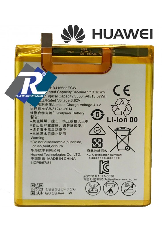 BATTERIA HUAWEI HB416683ECW per GOOGLE NEXUS 6P Sostituisce Originale