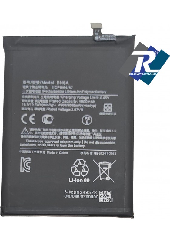 BATTERIA BN5A PER XIAOMI POCO M3 PRO 5G M2103K19PG 5000 mAh SOSTITUISC ORIGINALE