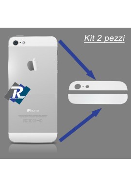 SET KIT COPPIA 2 VETRI VETRINI PER BACK COVER POSTERIORE IPHONE 5 5G BIANCO