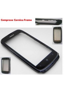 TOUCH SCREEN DISPLAY VETRO VETRINO PER NOKIA LUMIA 610 NERO + CORNICE FRAME