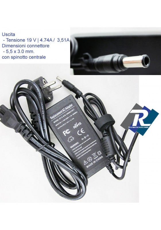 Alimentatore per Samsung AD-9019S R530 R538 R540 R560 R718 RC512 RF510 R440 R510