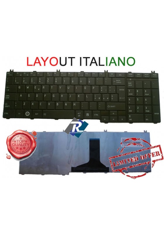 TASTIERA Toshiba Satellite C650 C655 C655D L650 L655 L670 L675 C660 ITA nera