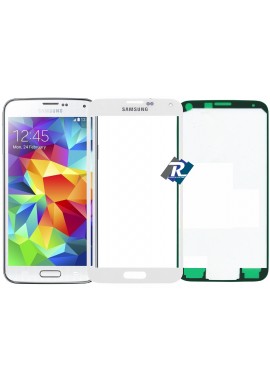 VETRO VETRINO SAMSUNG GALAXY S5 SM-G900 BIANCO BIADESIVO NO TOUCH  E SCHERMO