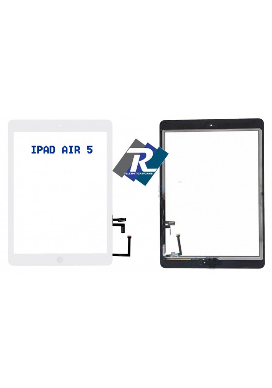 TOUCH SCREEN VETRO PER IPAD 5 AIR BIANCO A1474 A1475 A1476 + TASTO HOME + ADESIVI