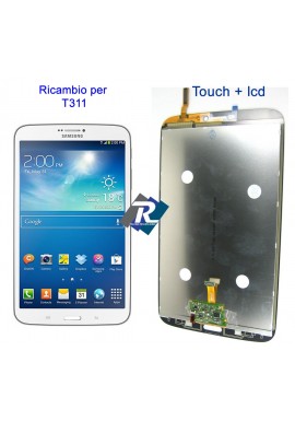 DISPLAY LCD E TOUCH SCREEN COMPLETO PER SAMSUNG GALAXY TAB 3 SM-T311 8" BIANCO