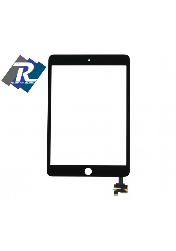 TOUCH SCREEN VETRO IPAD MINI 3 RETINA A1599 A1600 ADESIVI NERO NO TASTO HOME IC