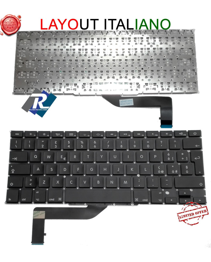 Tastiera Apple Originale US Nera Per MacBook Pro Retina 2013 A1398 (MC975/MC976)